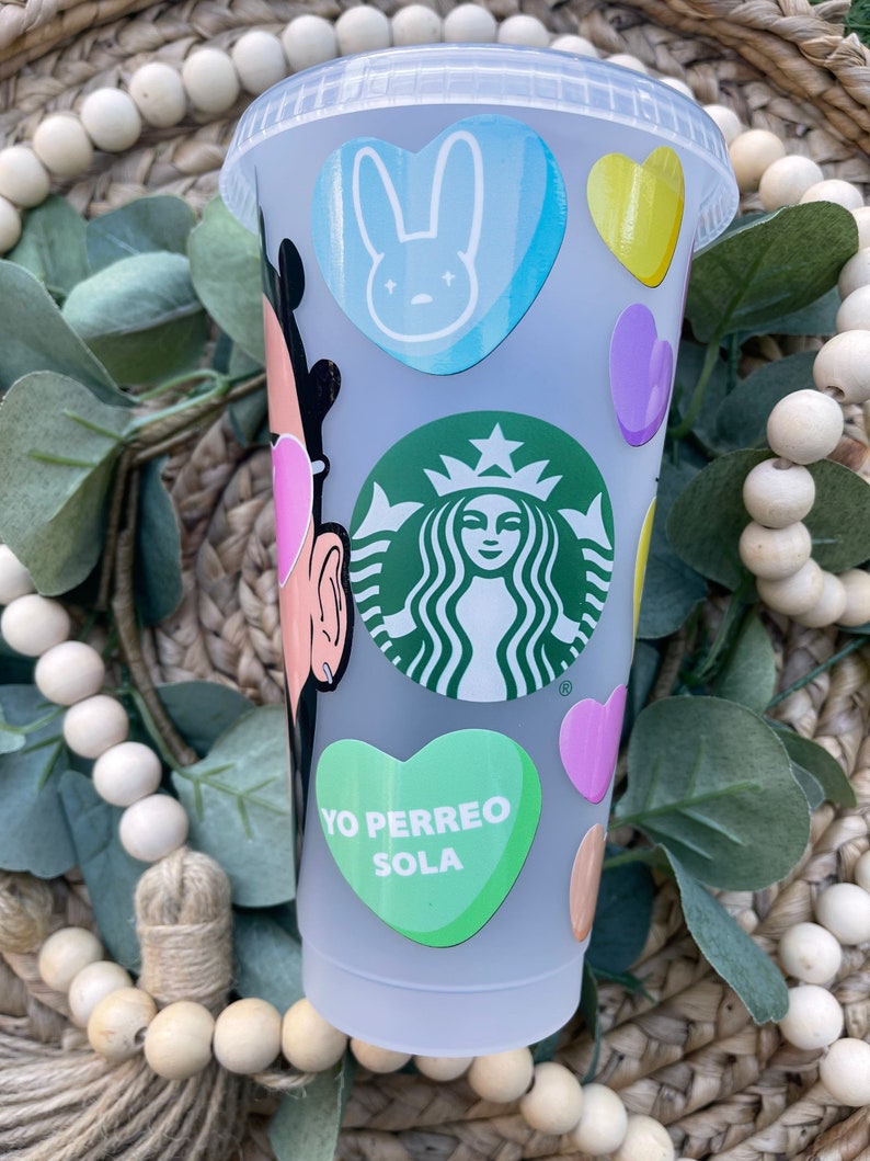 Bad bunny Starbucks Cold Glitter Cup – babecavedesignz